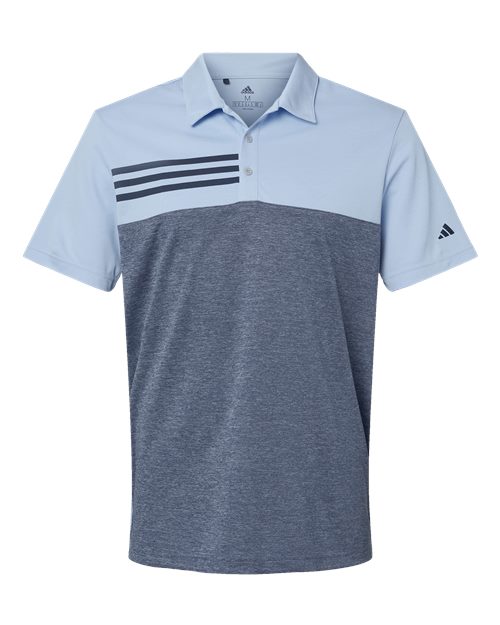 Men's Heathered Colorblocked 3-Stripes Polo - 9172