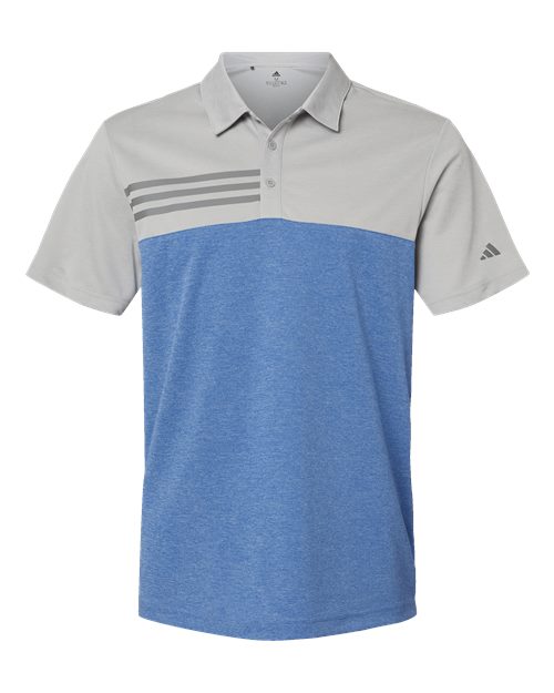 Men's Heathered Colorblocked 3-Stripes Polo - 9172