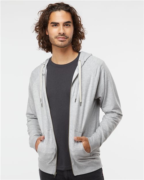 Unisex Icon Lightweight Loopback Terry Full-Zip Hooded Sweatshirt - 9131