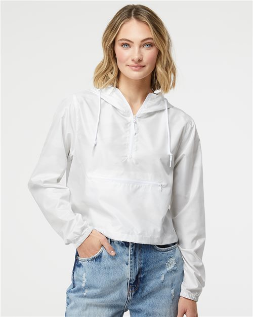 Women's Lightweight Quarter-Zip Pullover Crop Windbreaker - 9141