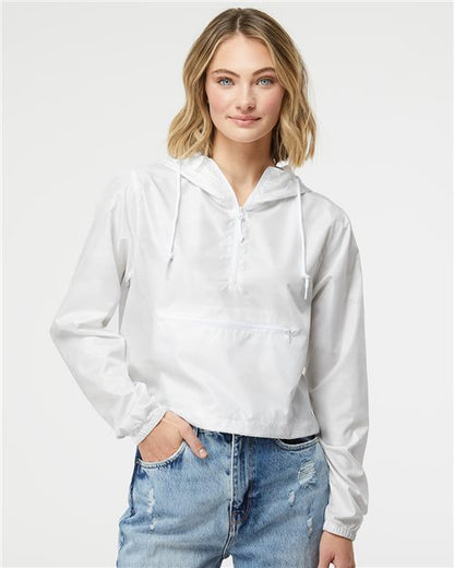 Women's Lightweight Quarter-Zip Pullover Crop Windbreaker - 9141