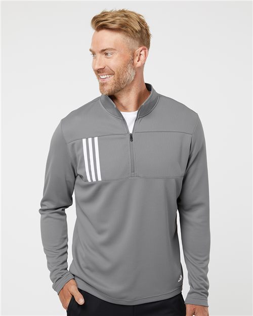 Men's 3-Stripes Double-Knit Quarter-Zip Pullover - 9168