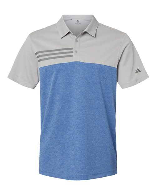 Men's Heathered Colorblocked 3-Stripes Polo - 9172