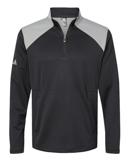 Men's Textured Mixed Media Quarter-Zip Pullover - 10215