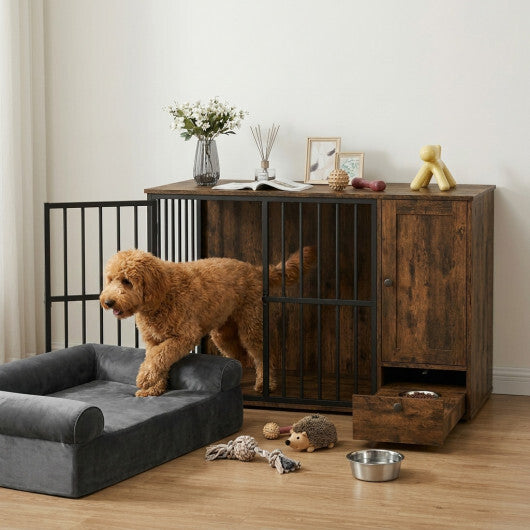 Dog Crate Furniture & Cooling Gel Dog Bed for Small and Medium Dogs - Color: Brown
