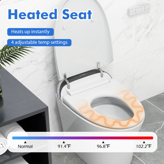 One-Piece Elongated Smart Toilet Bidet 1.28 GPF  Dual-flush