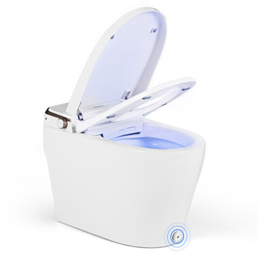 Elongated Smart Bidet Toilet Heated Seat Sensor Auto-White - Color: White