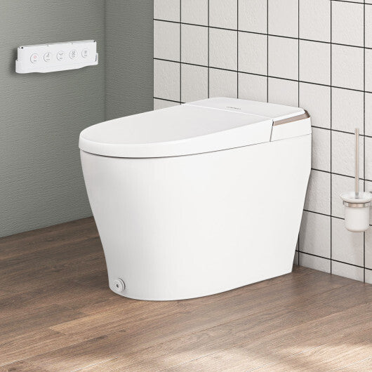 Elongated Smart Bidet Toilet Heated Seat Sensor Auto-White - Color: White