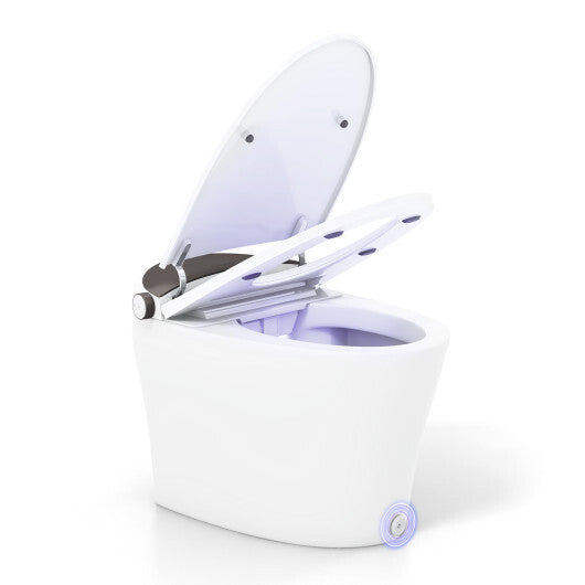 One-Piece Smart 1.16 GPF Elongated Bidet Toilet Seat with Night Light-White - Color: White