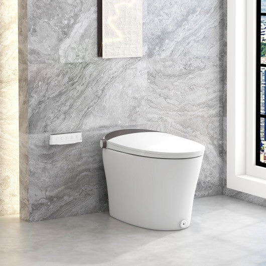 One-Piece Smart 1.16 GPF Elongated Bidet Toilet Seat with Night Light-White - Color: White