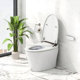 One-Piece Smart 1.16 GPF Elongated Bidet Toilet Seat with Night Light-White - Color: White