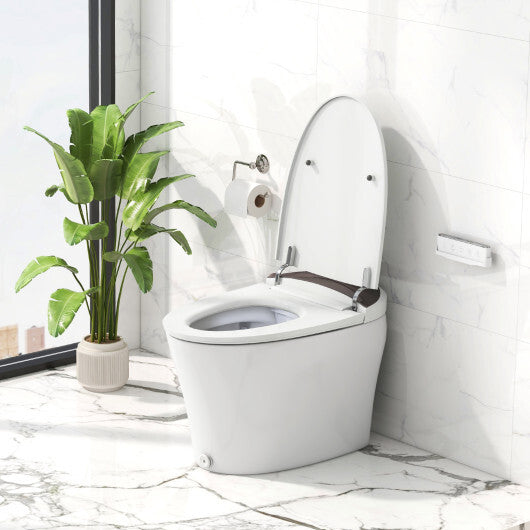 One-Piece Smart 1.16 GPF Elongated Bidet Toilet Seat with Night Light-White - Color: White