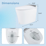 One-Piece Smart 1.16 GPF Elongated Bidet Toilet Seat with Night Light-White - Color: White