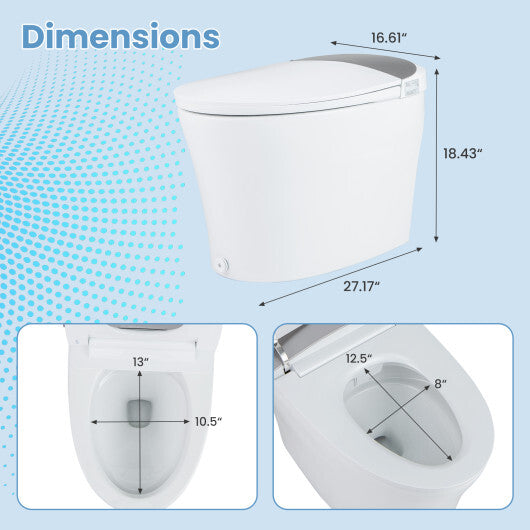 One-Piece Smart 1.16 GPF Elongated Bidet Toilet Seat with Night Light-White