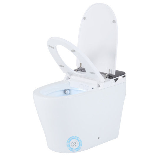 Smart Toilet with Built-in Bidet ADA Height with Auto Flush and Heated Seat and Remote-White - Color: White