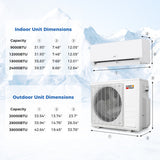 Blast Pro 20000 BTU 2 Zone 23 SEER2 Mini Split AC with Heat Pump-9K + 12K - Size: 9K + 12K