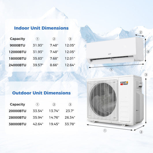 Blast Pro 20000 BTU 2 Zone 23 SEER2 Mini Split AC with Heat Pump-12K + 12K - Size: 12K + 12K