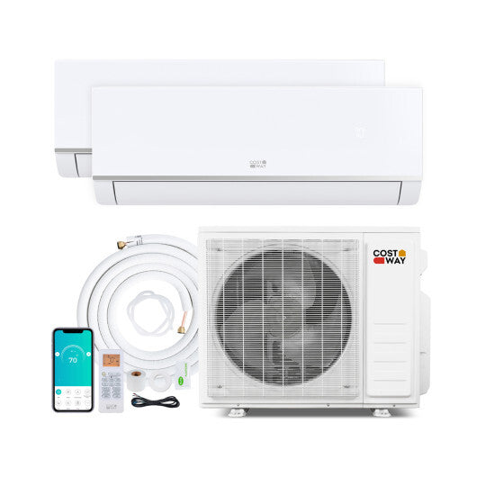 Blast Pro 28000 BTU 2 Zone 23 SEER2 Mini Split AC with Heat Pump-9K + 12K - Color: White - Size: 9K + 12K