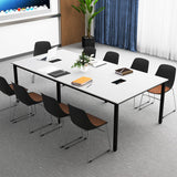 8 Feet Conference Room Table Large Meeting Table Seats up to 10 People-White - Color: White