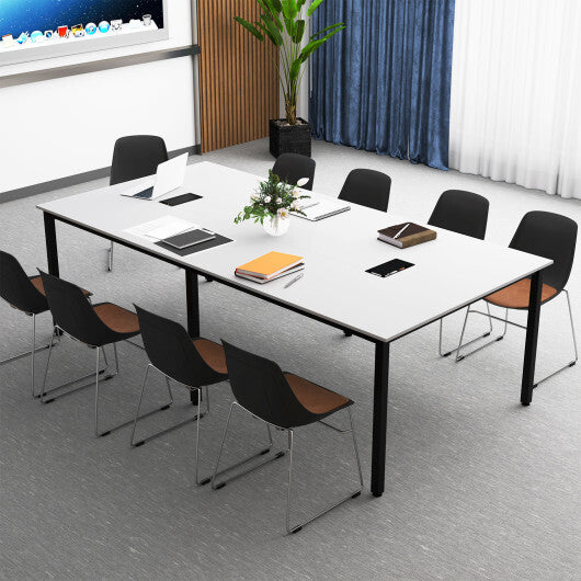 8 Feet Conference Room Table Large Meeting Table Seats up to 10 People-White - Color: White