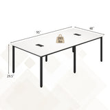 8 Feet Conference Room Table Large Meeting Table Seats up to 10 People-White - Color: White
