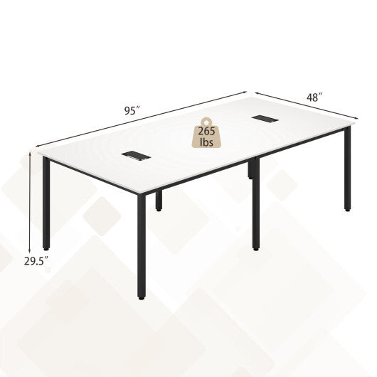 8 Feet Conference Room Table Large Meeting Table Seats up to 10 People-White - Color: White