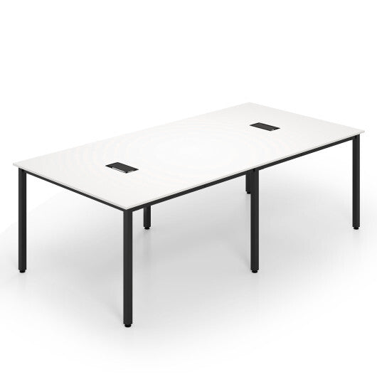 8 Feet Conference Room Table Large Meeting Table Seats up to 10 People-White - Color: White