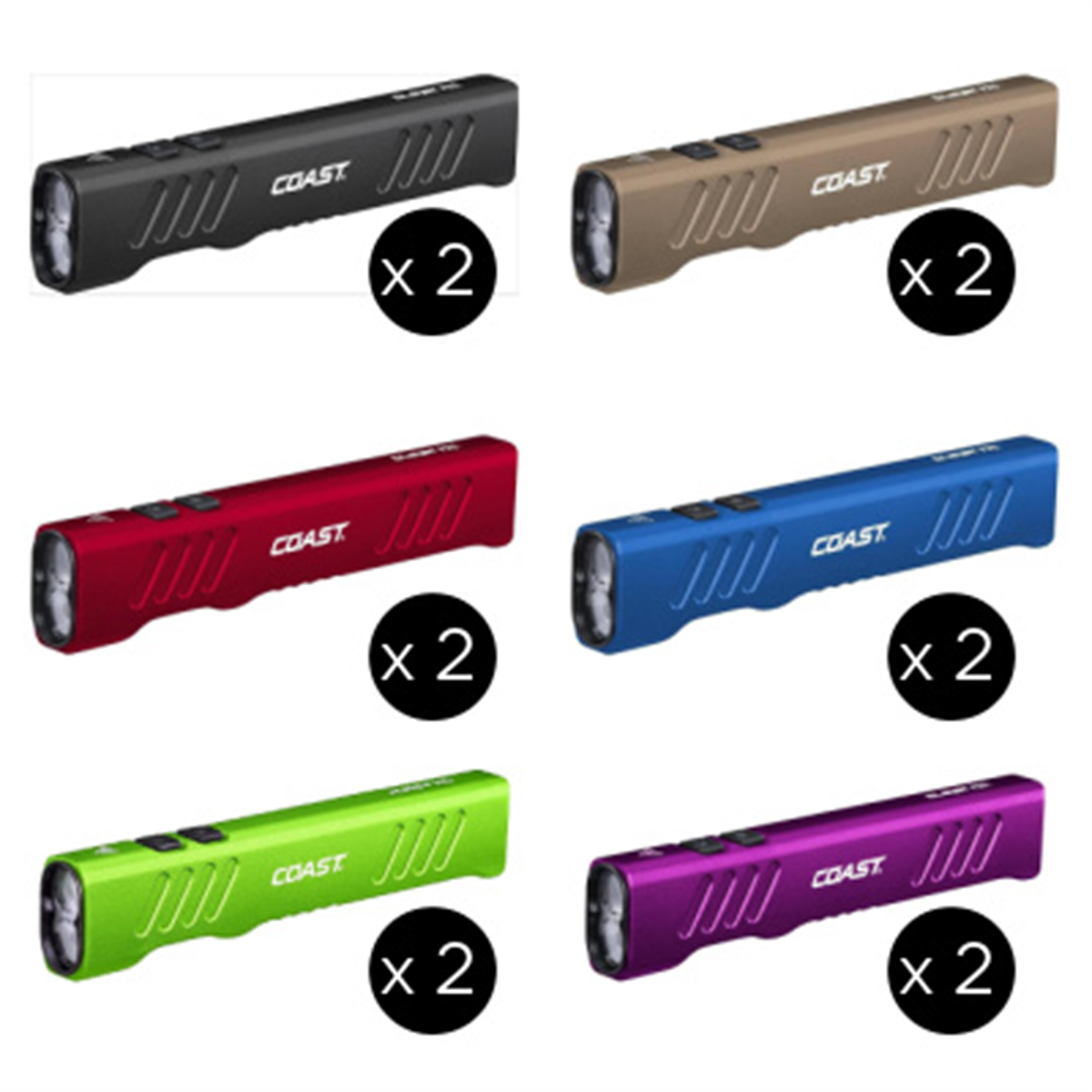 COAST Slayer Pro Flashlight - Assorted Colors, 1150 Lumen, 12 Pack