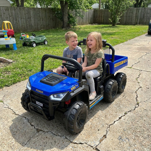 24V Kids Ride on Dump Truck with Electric Dump Bed  2-Seater 4WD - Color: Navy
