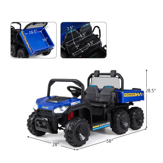 24V Kids Ride on Dump Truck with Electric Dump Bed  2-Seater 4WD - Color: Navy