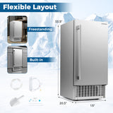 Commercial Under Counter Ice Maker 90 lbs/Day 15 Inch W Built-in - Color: Silver