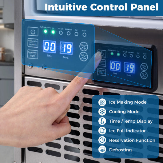 Commercial Under Counter Ice Maker 90 lbs/Day 15 Inch W Built-in - Color: Silver