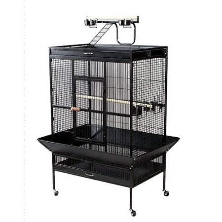 Select Wrought Iron Play Top Parrot Cage Pewter
