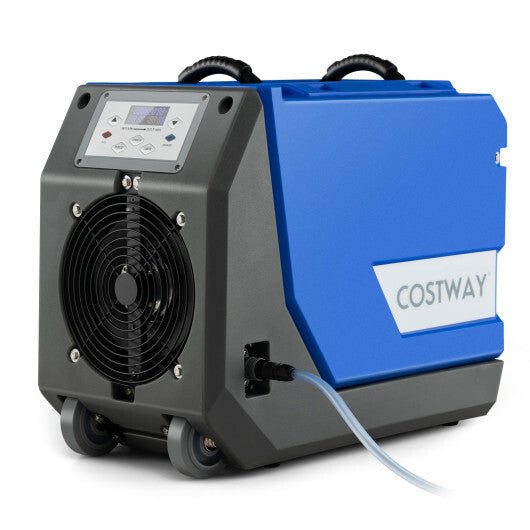 180 PPD Commercial Dehumidifier with Pump Drain Hose and Wheels-Blue - Color: Blue