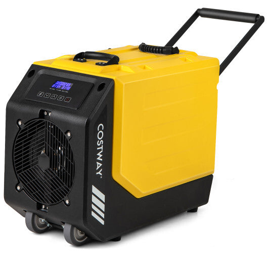 190 PPD Commercial Dehumidifier with Pump and 2 Wheels-Yellow - Color: Yellow