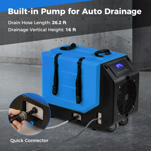 190 PPD Commercial Dehumidifier with Pump and 2 Wheels-Yellow