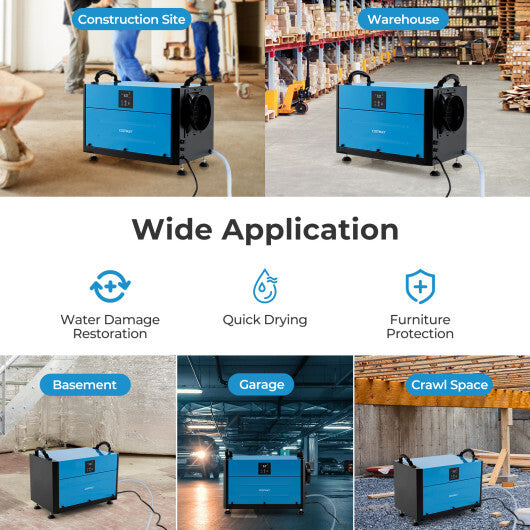 155 Pint Crawl Space Dehumidifier with 3 Modes and 24H Timer-Blue - Color: Blue