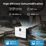 192 Pint Crawl Space Dehumidifier with 3 Modes and 24H Timer-White - Color: White