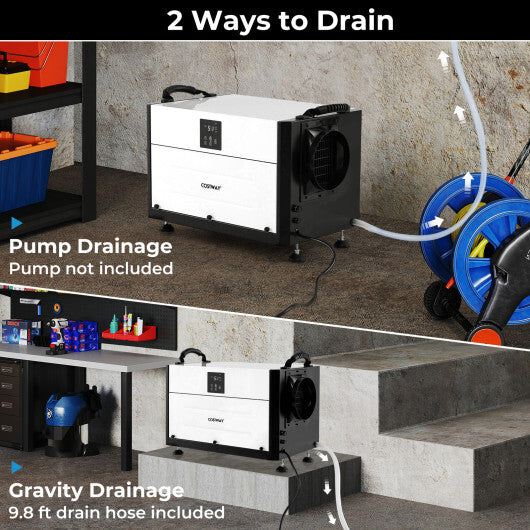 192 Pint Crawl Space Dehumidifier with 3 Modes and 24H Timer-White - Color: White