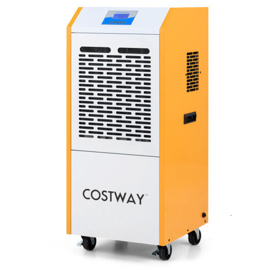 290 Pints Commercial Dehumidifier with Pump and Drain Hose for Basement Warehouse-Yellow - Color: Yellow