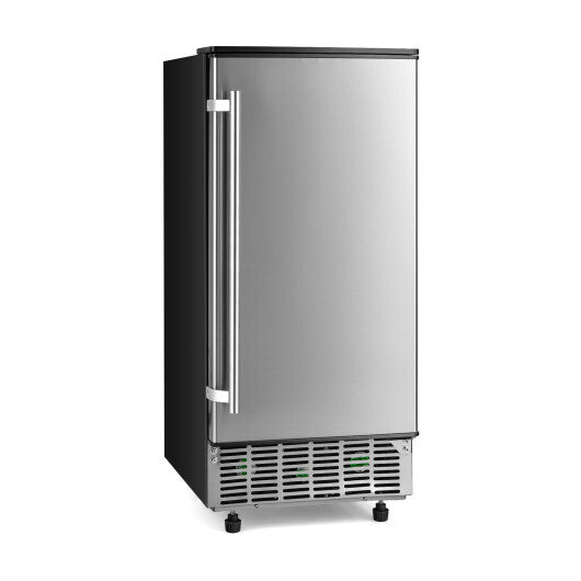 Free-Standing Built-In Undercounter Ice Maker-Silver - Color: Silver