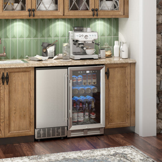 Free-Standing Built-In Undercounter Ice Maker-Silver - Color: Silver