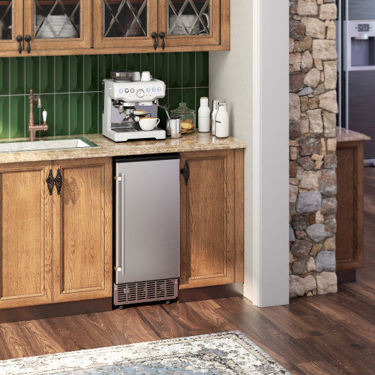 Free-Standing Built-In Undercounter Ice Maker-Silver - Color: Silver