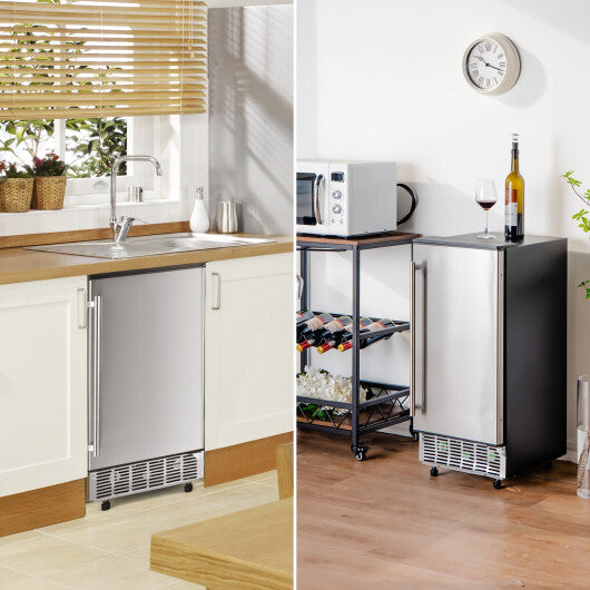 Free-Standing Built-In Undercounter Ice Maker-Silver - Color: Silver