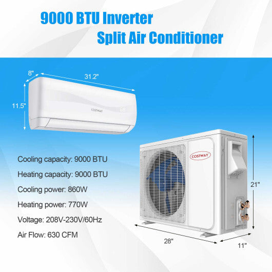 Blast Series 9000 BTU 17 SEER2 208-230V Ductless Mini Split Air Conditioner and Heater