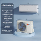 Airtural Series 9100 BTU 20.5 SEER2 WiFi Enabled Mini Split AC 115V Compatible with Alexa - Color: White - Size: 9000 BTU