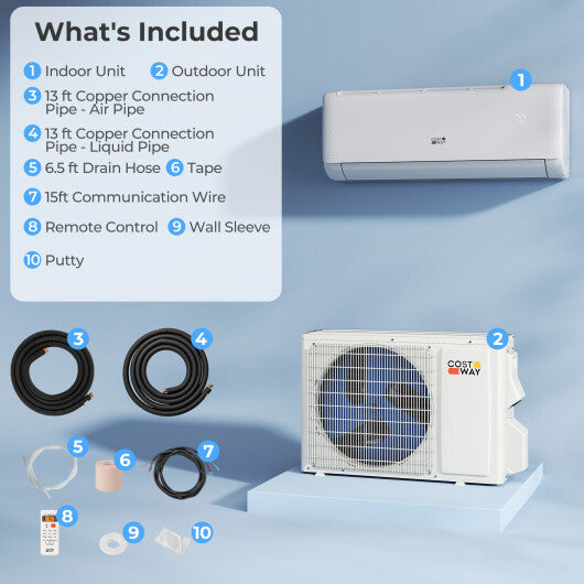 Airtural Series 9100 BTU 20.5 SEER2 WiFi Enabled Mini Split AC 115V Compatible with Alexa - Color: White - Size: 9000 BTU