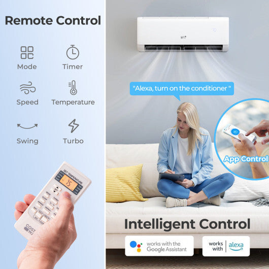 Airtural Series 9100 BTU 20.5 SEER2 WiFi Enabled Mini Split AC 115V Compatible with Alexa - Color: White - Size: 9000 BTU