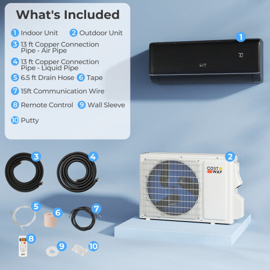 GreyVolt Series 9100 BTU 20.5 SEER2 115V WiFi Enabled Mini Split AC Compatible with Alexa Gray - Color: Gray - Size: 9000 BTU
