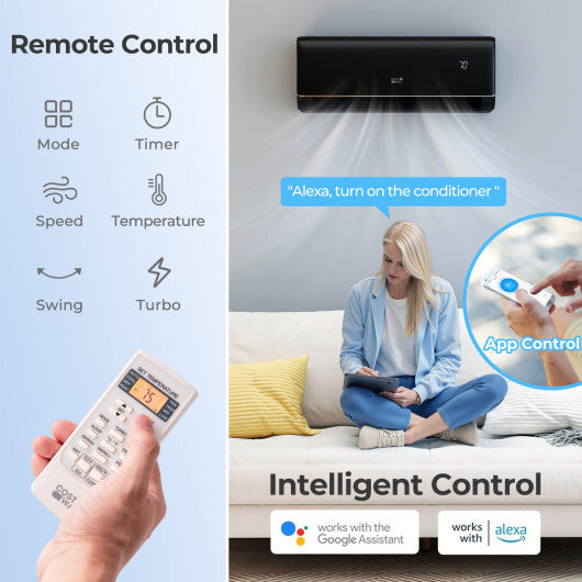 GreyVolt Series 9100 BTU 20.5 SEER2 115V WiFi Enabled Mini Split AC Compatible with Alexa Gray - Color: Gray - Size: 9000 BTU